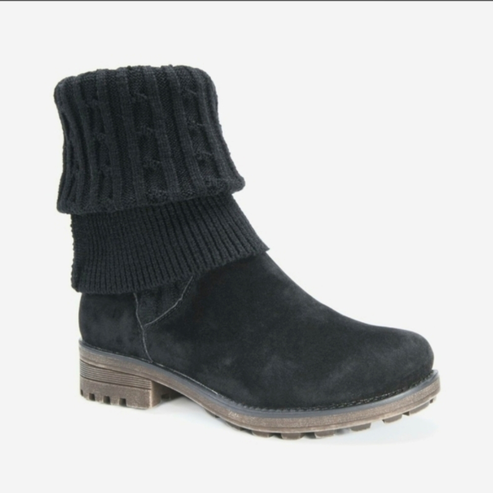 Muk Luks Kelby Black Suede Convertible Sweater Boots Sz 6